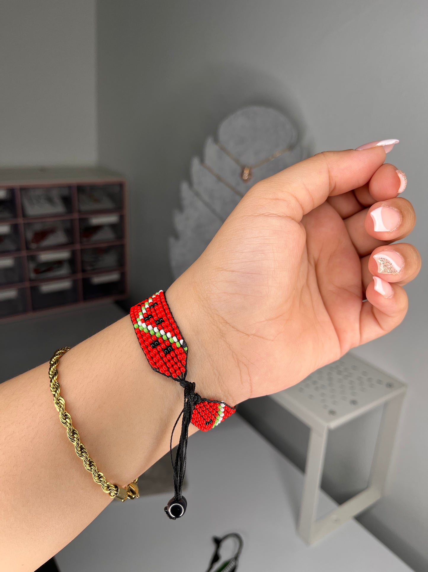 Watermelon bead bracelet