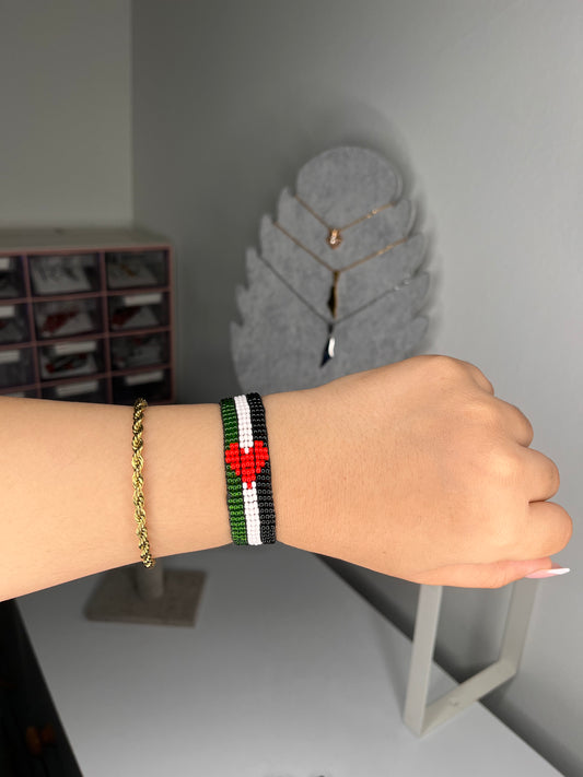 Palestine Heart Bead Bracelet
