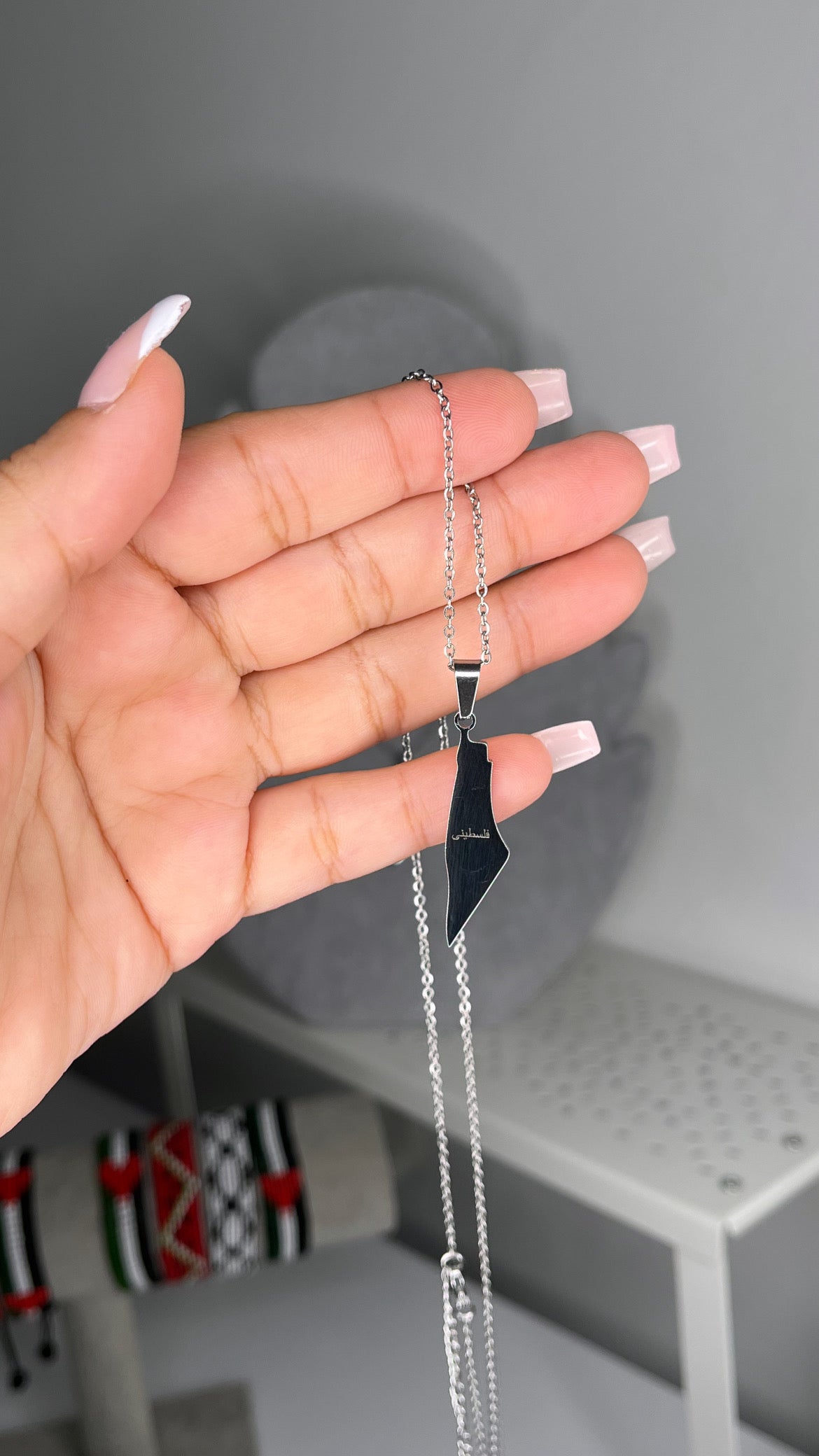 Palestine map necklace