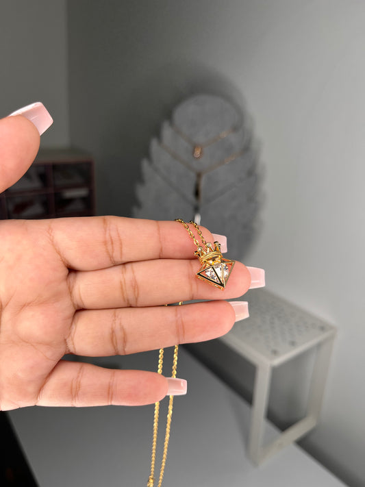 Crowned Diamond Pendant Necklace