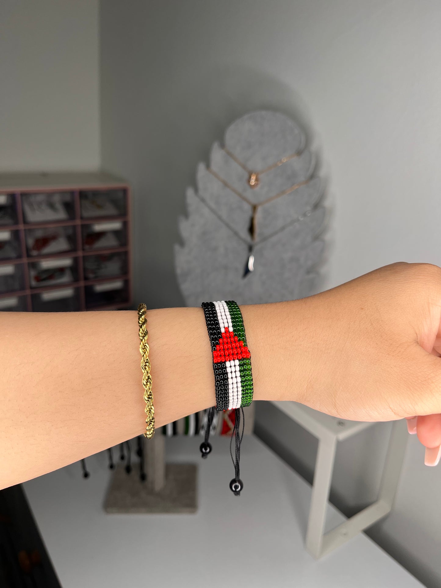 Palestine Flag Beaded Bracelet