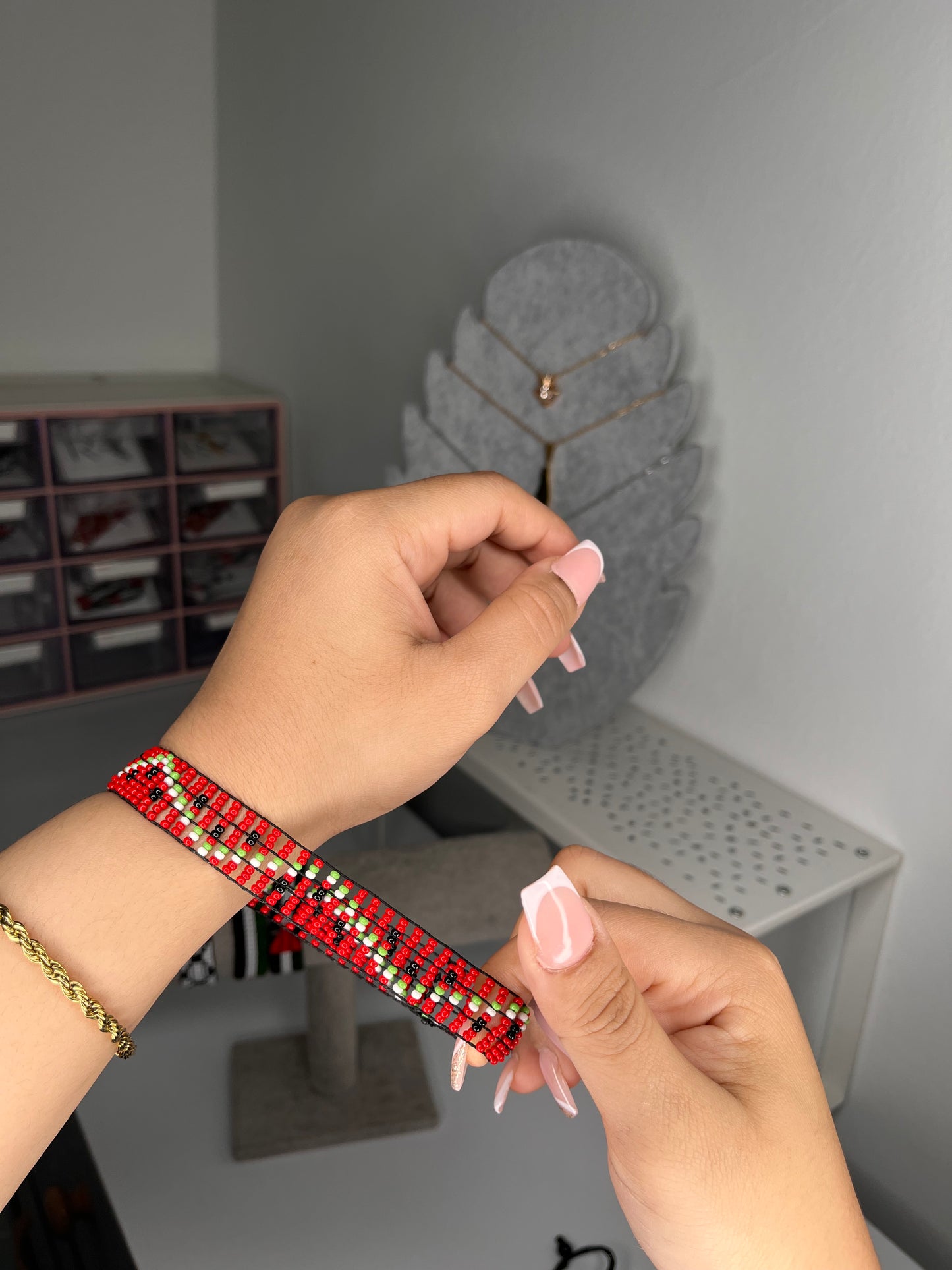 Watermelon bead bracelet