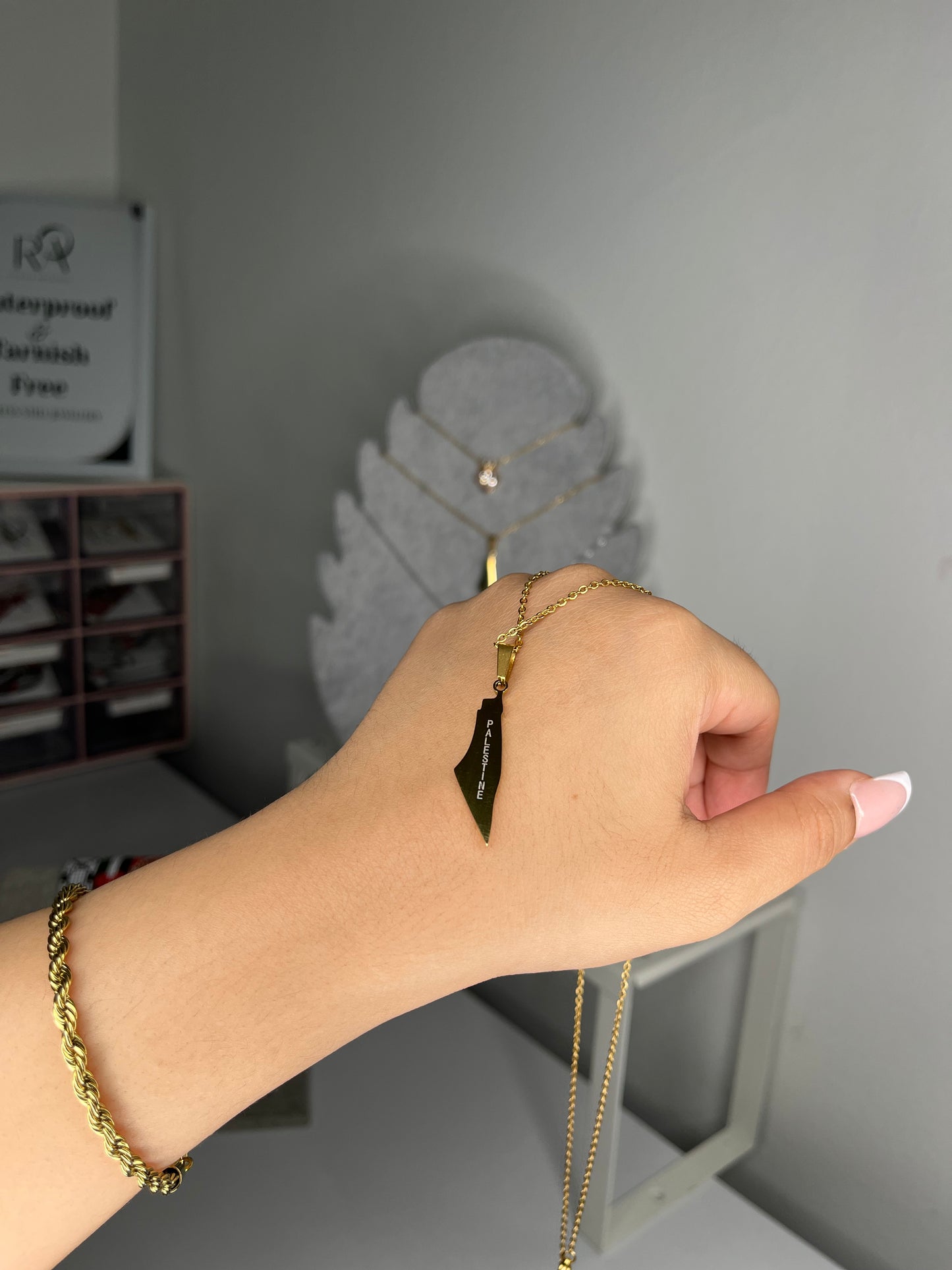 Palestine map necklace