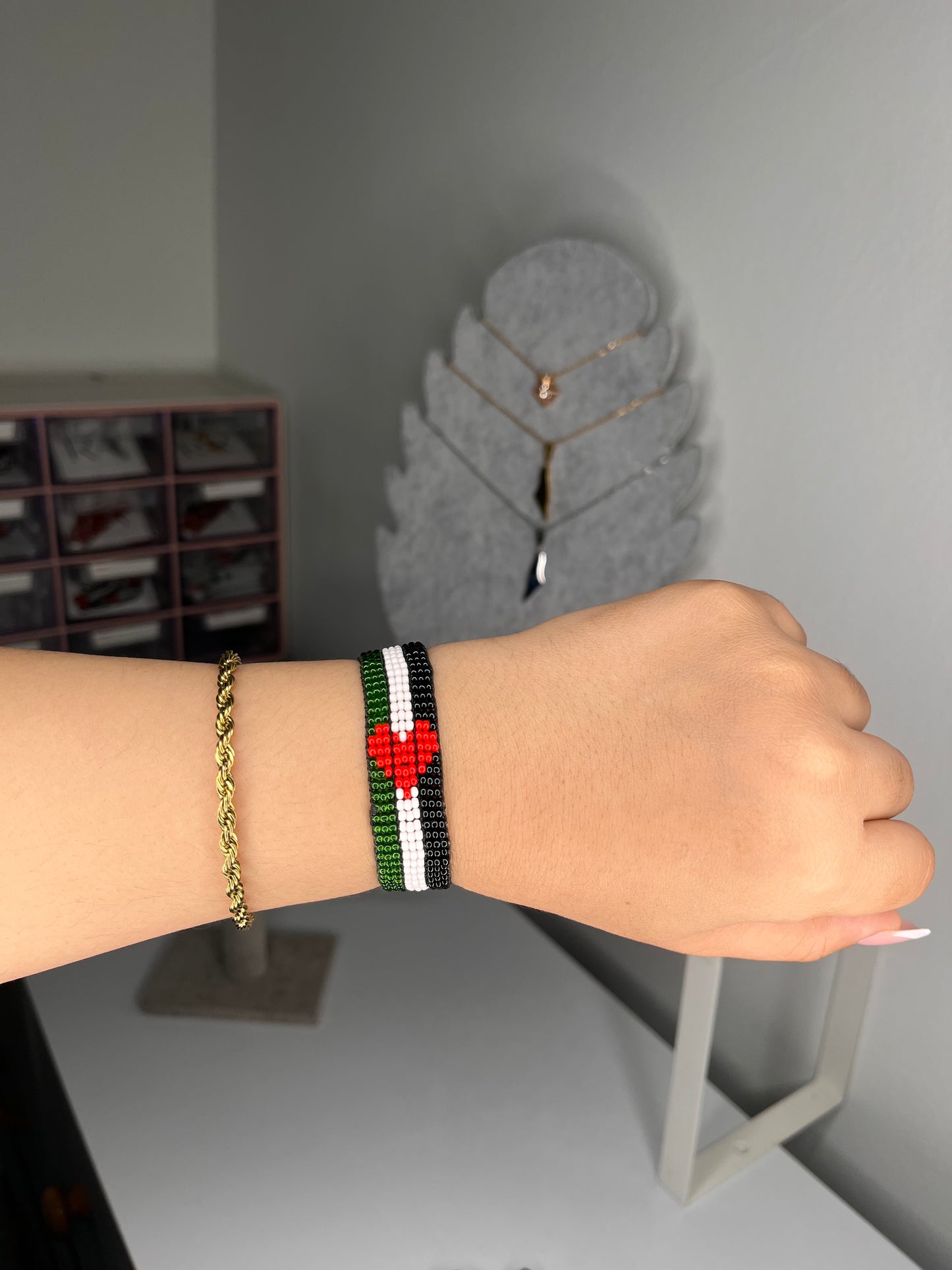 Palestine Heart Bead Bracelet