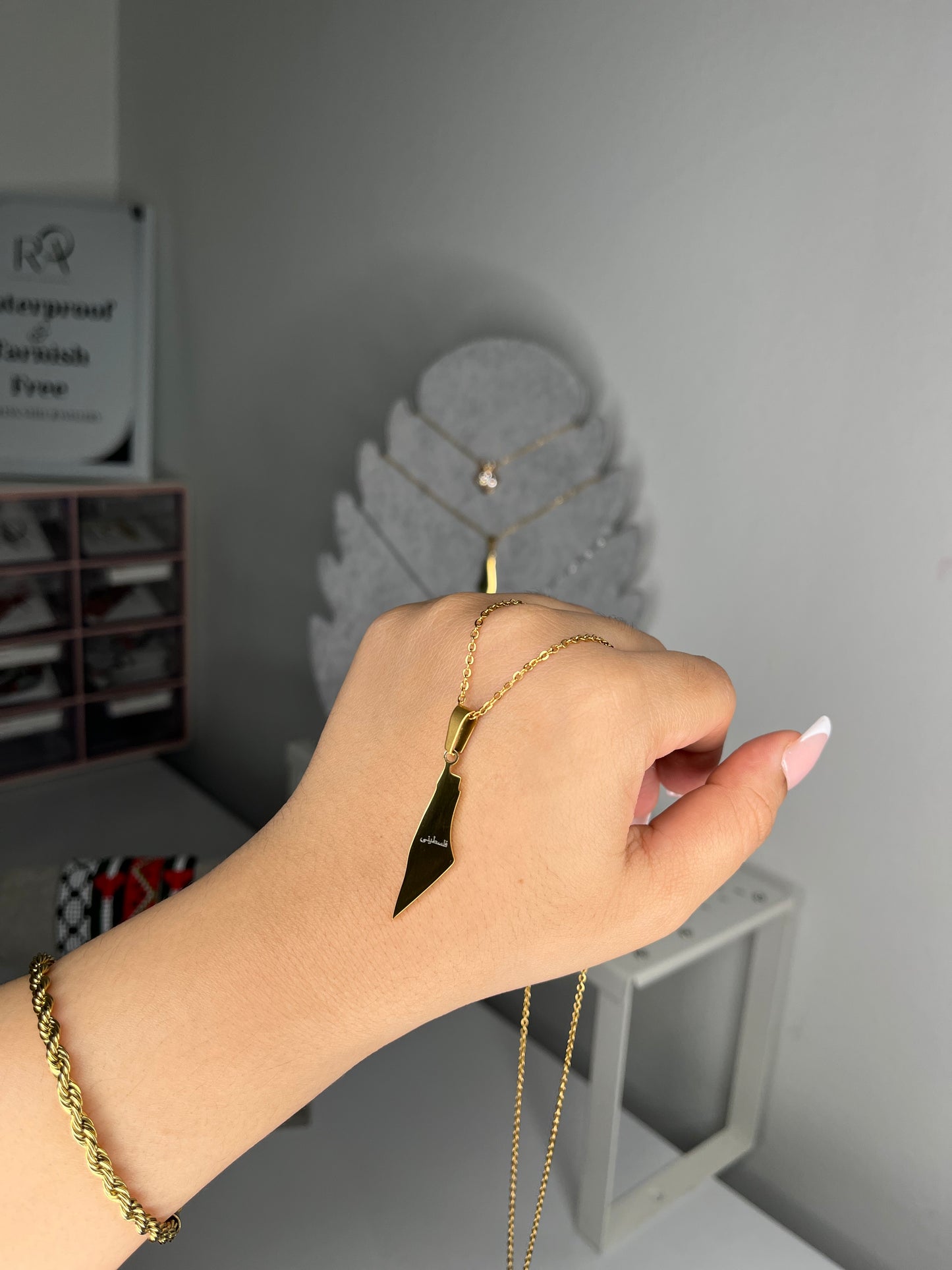 Palestine map necklace