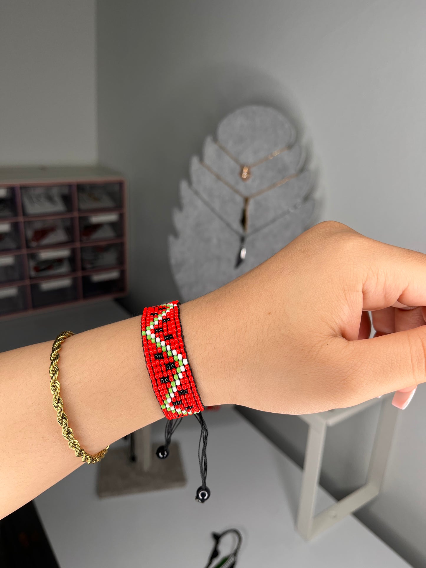 Watermelon bead bracelet