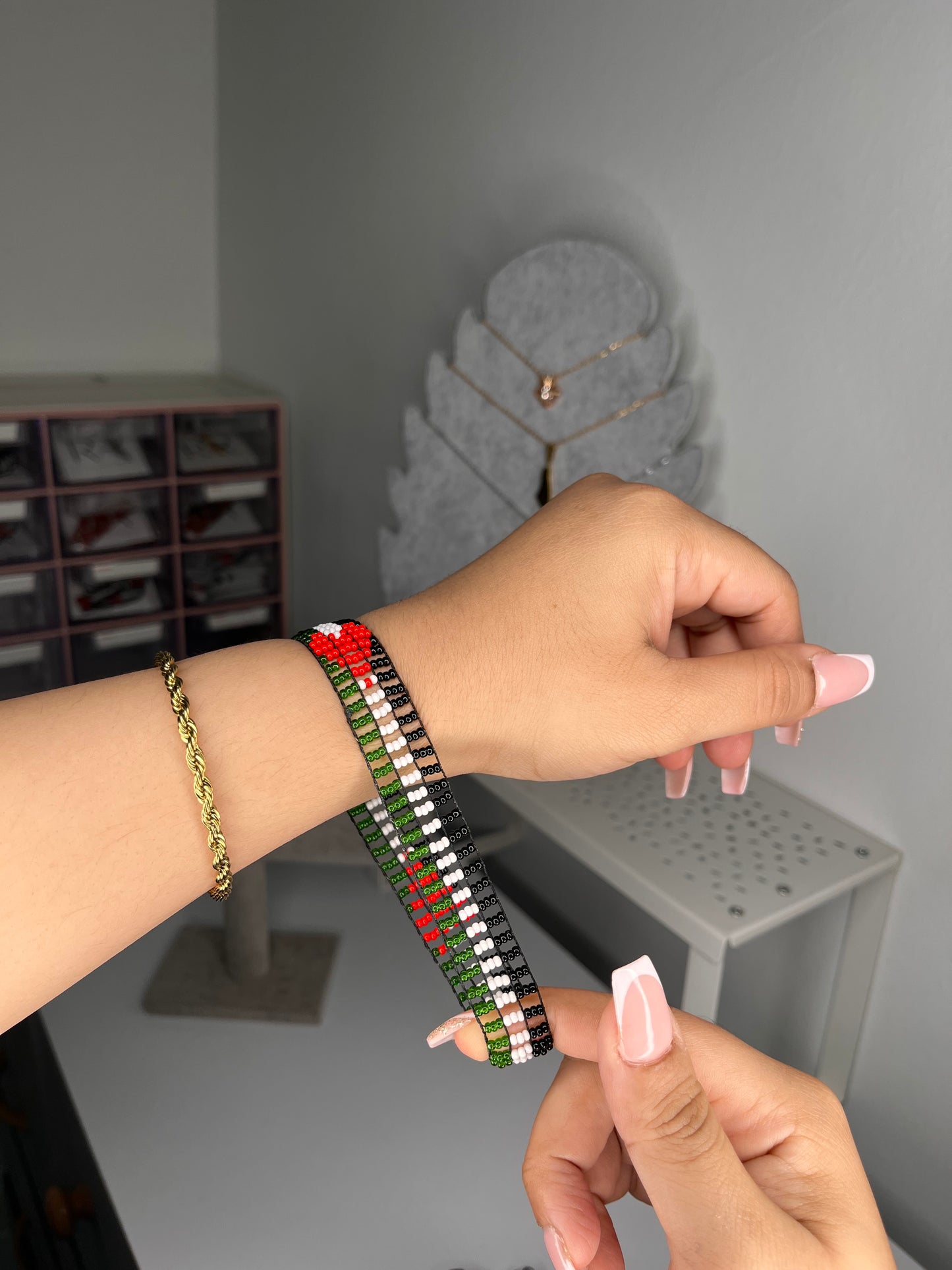 Palestine Heart Bead Bracelet