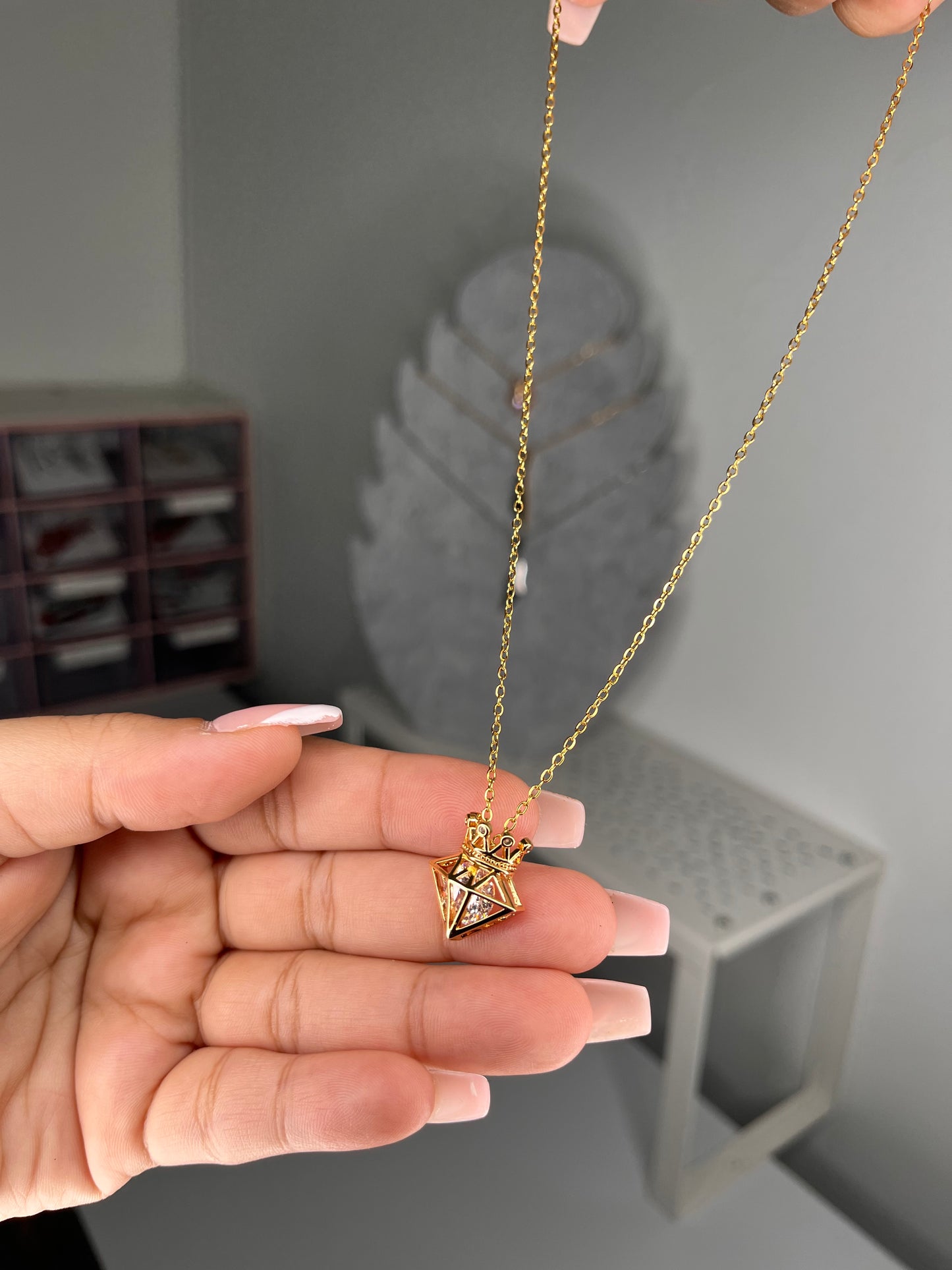 Crowned Diamond Pendant Necklace